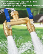 Hose Splitter 2 Way Heavy Duty, Full Flow Garden Hose Splitter with 2 Long Metal Handles, Brass Rust and Freeze Resistant Water Hose Bib Splitter, T Adapter Connector with 3/4 - Inch GHT Thread（Blue） - Image 5