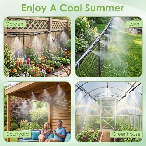 Gugxiom 75FT/23M Misters for Outside Patio, with 23 Mist Nozzles+3/4" Brass Adapter, Outdoor Misters for Patio Cooling, for Garden Patio Backyard Greenhouse Horse Corral (23 Meters (75 ft)) - Image 5