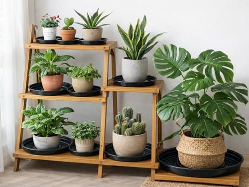 30 Packs 10/12/14 Inches Large Plant Saucers for Indoor Outdoor Use Heavy Duty Plastic Plant Plate Dish for Planter Bulk Round Flower Pot Drip Trays to Catch Water 4 to 20 Inch, Black - Image 3