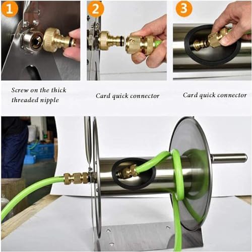 Wall Mount Metal Garden Hose Reel, Portable Stainless Steel Hanger Box for Car Patio Cleaning Yard Farm and Patio(20m Water Pipe) - Image 4