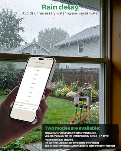 WiFi Water Timer 3 Outlet for Garden Hose, Smart Sprinkler Controller with 984ft RF Range, Smart Lawn Watering System Irrigation Timer, APP/Voice Control, Rain Delay, Manual Irrigation - Image 6