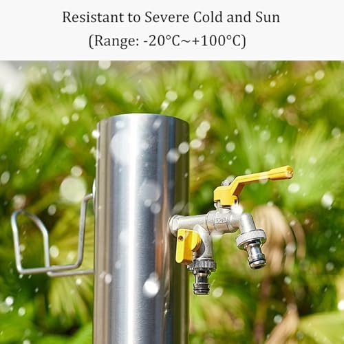 304 Stainless Steel Cylindrical Vertical Garden Water Column, Freestanding Hose Stand with Faucet, Vertical Water Hydrant Decorative Water Feature Fountain Stainless Steel Color H33.9in - Image 4