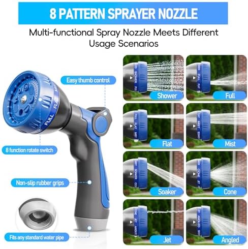 SPECILITE Garden Hose 25ft, 3-Layer Flexible Water Hose with 8 Pattern Spray Nozzle, Non-Expanding & Lightweight Stainless Steel Hose for Yard, Lawn, Outdoor-Leak Proof, No-kink & Tangle-free - Image 7