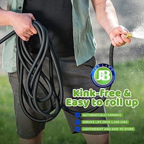 J&B XpandaHose 75ft Expandable Garden Hose - Heavy Duty Superior Strength 3750D - 4 -Layer Latex Core - Extra Strong Brass Connectors and Storage Bag (Black 75) - Image 6
