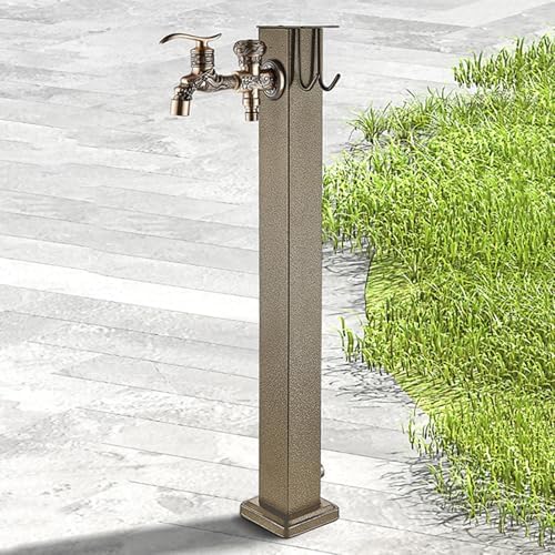 Antique Stainless Steel Garden Water Column with Faucet, Outdoor Anti-Freeze Floor Mount Water Tap with Garden Hose Holder Freestanding(B-60cm/23.6in) by Unknown