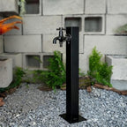 Heavy-Duty Black Square Stainless Steel Outdoor Anti-Freeze Water Pipe Hydrant with Freestanding Hose Stand & Faucet for Efficient Irrigation - Hexagonal Pile Design - Image 6