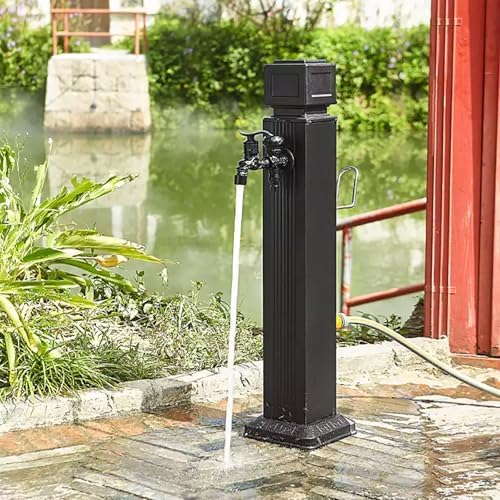 Outdoor Stainless Steel Garden Water Column/Hose Stand with Faucet Antifreeze Anti-Rust Courtyard Water Faucet Pillar Floor Mount Water Tap Columns Stainless Steel Square Vertical Garden Water Column( by Hltdzer