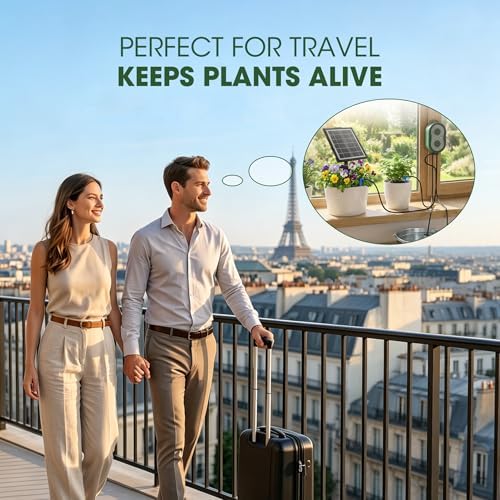 50FT Solar Automatic Drip Irrigation Kit System, Smart Self-Watering System with USB Charging for Outdoor Indoor Use, 2200mAh Automatic Watering System Supports 15 Pots for Garden, Balcony & Patio - Image 5