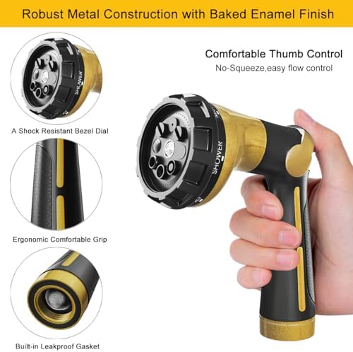 FANHAO Heavy Duty Garden Hose Nozzle, Metal Hose Sprayer Easy Thumb Control - Image 3