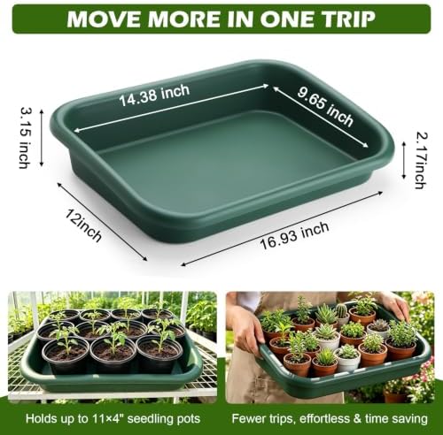 5 Pack Plant Potting Tray- Multifunctional Garden Tidy Tray, 17"x12", Green - Image 4