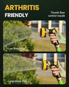 RAINPOINT Garden Hose Nozzle - 100% Heavy Duty Metal Thumb Control Spray Nozzles for Garden Hose High Pressure, 10 Pattern Water Hose Nozzle for Car Wash, Watering Lawn, Pets, Bright Yellow - Image 2