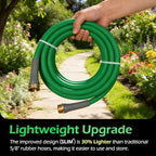 Garden Hose 25 ft, Slim Lightweight All-Weather Water Hose, Flexible and Durable, Leak-Free Connections, EPDM Rubber Hose for Patio, Lawn (Green) - Image 3