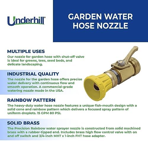 Underhill Precision Rainbow with High Flow Control Valve Garden Water Hose Nozzle, 15 GPM 80 PSI, 3/4-Inch Thread Inlet by 1-Inch, HN1500CV - Image 3