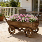 Wooden Wagon Garden Planter with Wheels, 45 Inch, Carbon - Image 5