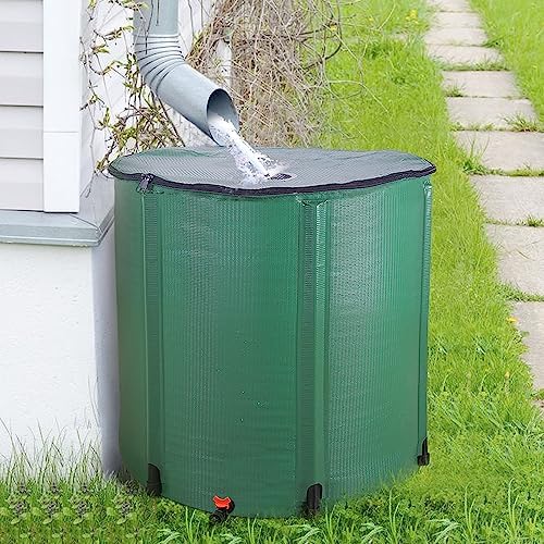 Collapsible Rain Barrel,Portable Water Storage Tank to Collect Rainwater from Gutter,Rainwater Collection System Downspout,Water Storage Tank Catcher Container with Filter Spigot(Green,200 Gallon) by Ynredee