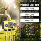 3 Outlets Smart Sprinkler Timer for Garden Hose, Programmable Digital Display Water Hose Timer Outdoor, IPX5 Watering System for Lawn, 0.75 or 0.5 Inch Faucets - Image 3