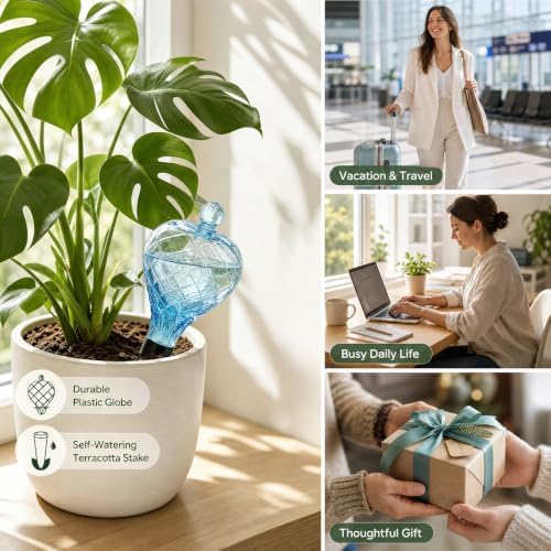 4 Pack 17 oz Large Plant Self Watering Globes to 2 Weeks Watering, Blue - Image 4