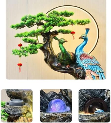 Garden Water Fountain Water Fountain Decor, Peacock with LED Glass Color Changing Globe, for Home/Office, Living Room Decorative Fountains Outdoor Water Fountain for Garden(Medium) - Image 3