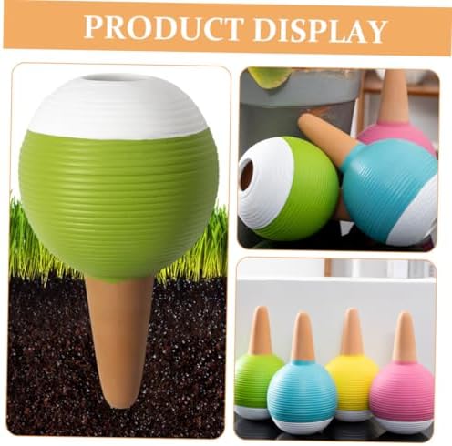 Lurrose 4pcs Red Ceramic Watering Globes Self-Watering Stakes for Indoor and Outdoor Plants with Drip Irrigation, Plant Watering Spikes for Garden and Potted Flowers, Set - Image 3