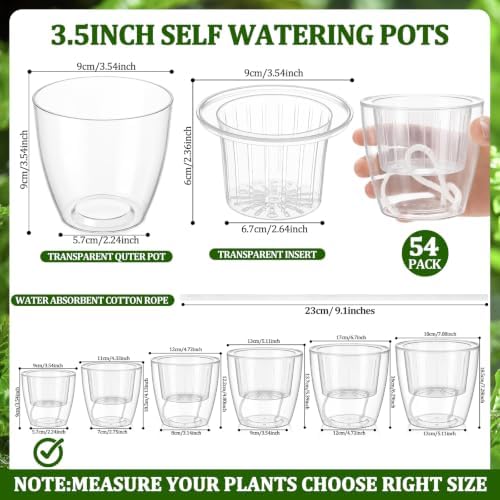 Self Watering Plant Pots, 3.5'', Transparent, 54 Pcs - Image 2