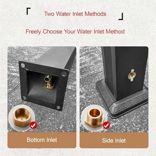 Stainless Steel Outdoor Water Column, Vertical Garden Fountain with Double Outlet Faucet & Spray Gun, Decorative Irrigation Feature for Backyard (Brown, 100cm/39.4in) - Image 2