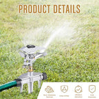 Landhoow 2 Pcs Lawn Sprinkler Heavy Duty Adjustable Pulsating Water Sprinkler Head with Spike Base Adjustable Spraying Area and Distance for Large Area Garden Lawn Yard Irrigation - Image 4