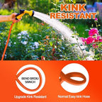 YOTOO Heavy Duty Hybrid Garden Water Hose 5/8-Inch by 75-Feet 150 PSI Kink Resistant, Flexible with Swivel Grip Handle and 3/4" GHT Solid Brass Fittings, Orange - Image 4