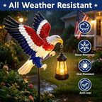 4th of July Decorations 250th anniversary 2 Pack Bald Eagle Solar Garden Lights Outdoor Waterproof, Gifts for Family and Friends, Stake Lights with Solar Lanterns, Yard Art Outside Patio Garden Decor - Image 5