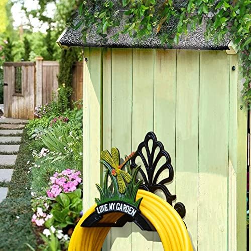 Decorative Garden Hose Holder, Hose Hanger, Heavy Duty Cast Iron Garden Yard Water Pipe Holds, Wall Mounted Hose Butler, Hose Rack Reel, 50FT 75FT 100FT Water Hose Bulter Storage (Dragonfly) - Image 3