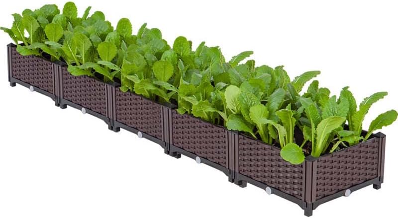 YSUEFIJO Raised Garden Bed Planter Box, Vegetable Flowers Planting Raised Container, Planter Box Indoor Rectangular, Planter Raised Beds W/Drainage Holes, for Outdoor Patio, Deck, Balcony by WELCOMETOYSUEFIJO
