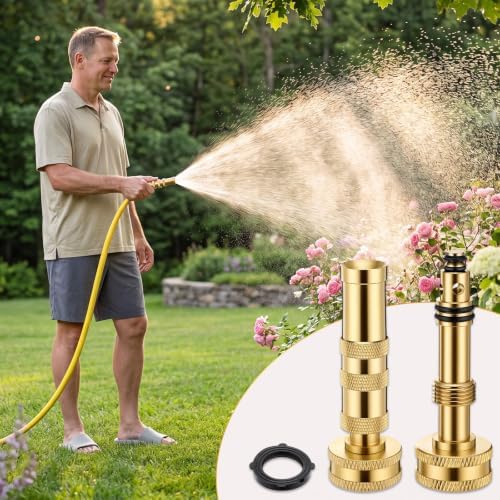 6 Pack Solid Brass Hose Nozzle, 4" Heavy Duty Brass Garden Hose Nozzle with 12 Rubber Washers, Adjustable Pressure Spray for Car Washing Outdoor Garden - Image 5