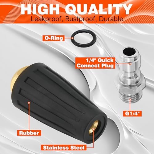 Tool Daily Turbo Nozzle Pressure Washer, 3/8” NPT Sewer Jetter Rotating Nozzle - Image 5