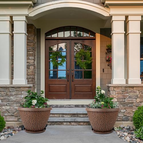 Nooulap 16 Inch Large Outdoor Plant Pot, 4 Pack, Brown - Image 2