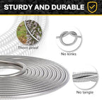 Metal Garden Hose 150ft Heavy Duty Stainless Steel Water Hose with Sprayer & Metal Fittings Flexible Lightweight Hose Puncture Proof Hose for Yard, Outdoors, Rv - Image 4