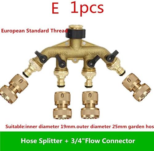 Mdingbao-Brass Connector Fitting Washers Hose End Fittings Watering Distributors,4 Way Brass Tap Adaptor Hose Valve Manifold Hose Splitter Tap Adaptors, Garden Hose Connector (Color : E) - Image 2