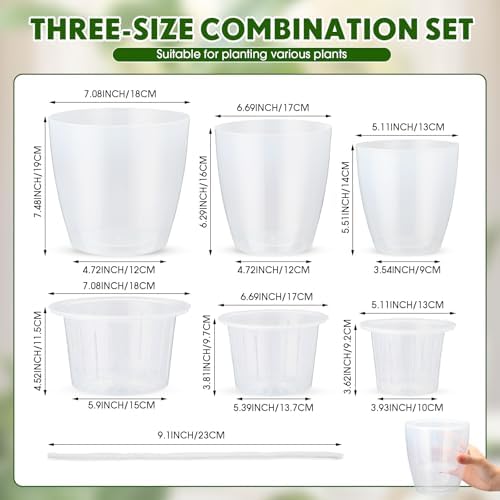9 Pcs 3 Each of 5'', 6.5'', 7'' Large Clear Self Watering Plant Pots - Image 2