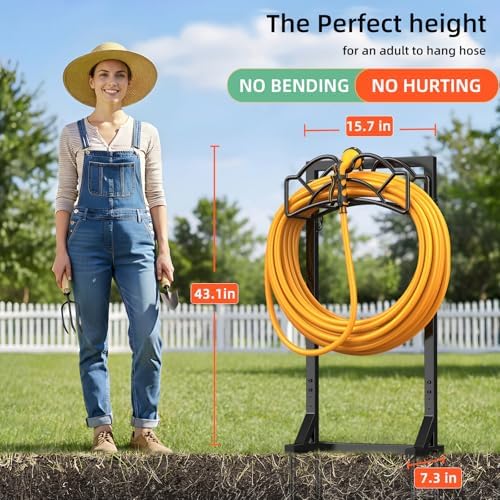 Garden Hose Holder Reel, Upgraded Metal Hose Reels Holds 150ft Hose | Heavy Duty Freestanding Water Hose Holders, Detachable Hose Storage Hanger for Outside - Fan-Shaped - Image 5