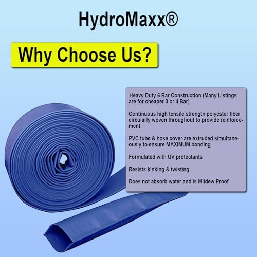 (3" Dia. x 100 ft) - HydroMaxx® 6 Bar Heavy Duty Reinforced PVC Lay Flat Discharge and Backwash Hose - Image 2