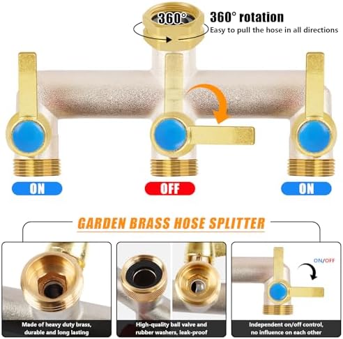 Upgraded Brass Garden Hose Splitter 3 Way Heavy Duty with Extension Handle - Image 3