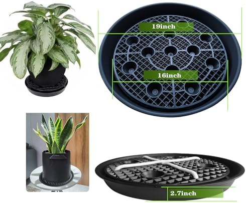 Plastic Plant Saucer Stand,2-Pack 18 19 inch, Elevated Plant Saucer Self-Watering Fabric Pot Base, Use Nonwoven Grow Bags, Plant Saucers Flower Pot Tray for Indoor-Outdoo and Grow Tents Greenhouses - Image 2