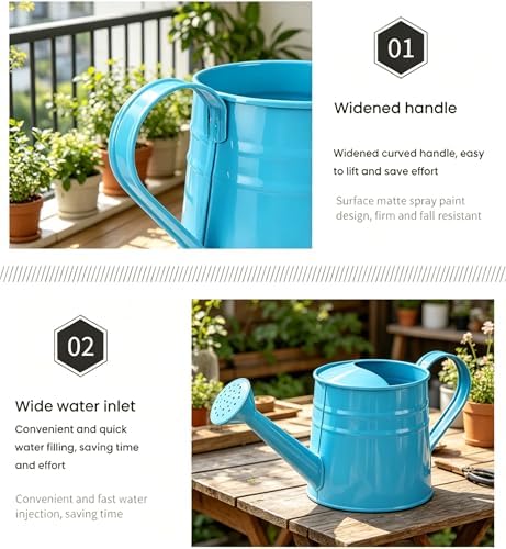 Generic Metal Watering Cans, 1L Galvanized Steel White Metal Watering Can, Small Metal Watering Can with Long Spout, Vintage Tin Watering (2s) - Image 5