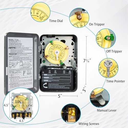 T104 Electromechanical Timer Switch 208-277V AC 40A DPST 5HP - Image 2