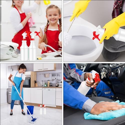 Gerrii 12 Pcs 24 oz Plastic Spray Bottles Adjustable Nozzle, Red - Image 5
