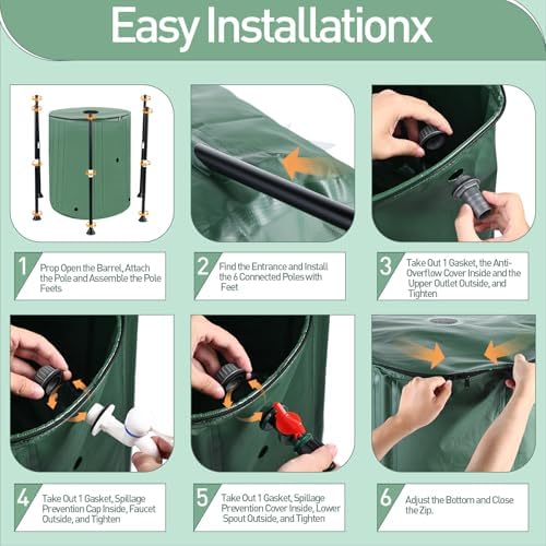 53 Gallon Collapsible Rain Barrel with Zipper and Faucet - Image 4