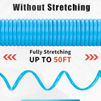 AUTOMAN Recoil Garden Hose 50 ft, EVA Curly Water Hose with Brass Connectors, Coil Garden Water Hose,Includes 7-Pattern Function Sprayer,Retractable,Corrosion Resistant Garden Coil Hose - Image 6