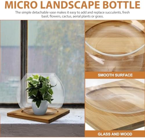 Milisten Glass Micro Landscape Bottle Wood Base for Bedroom Hotel - Image 3