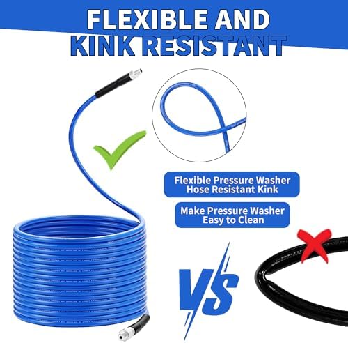 Selkie Pressure Washer Sewer Jetter Kit - 100Ft X1/4" Hydro Drain Jetter Cleaner Hose, Corner, Rotating and Button Nose Sewer Jetting Nozzle Waterproof Tape,Orifice 4.0 4.5,1/4 Inch NPT,5800 PSI - Image 3