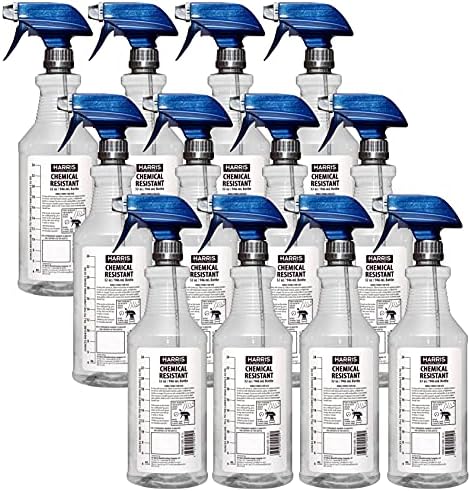 HARRIS 100% Chemically Resistant Professional Spray Bottles, 32oz (12-Pack) by Harris