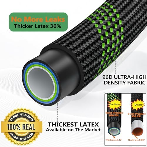 50 ft Garden Hose, 2026 Upgraded Lightweight with 3/4" Solid Brass Fittings, Ultra Durable No Kink Flexible Hose with 10-Function Nozzle, Leak-Free All-Weather for Yard, Lawn - Image 3