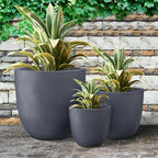 Kante Set of 3 Charcoal Concrete Bowl Round Planters for Modern Home - Image 6